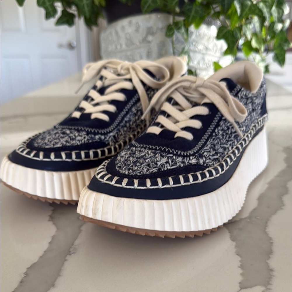 Stylish Women's Navy and White Platform Sneakers